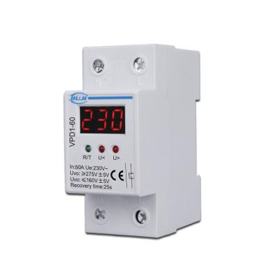 China SVC 50A 220V automatic recovery over and under voltage protection device voltage protector reconnect protection relay with voltmeter for sale