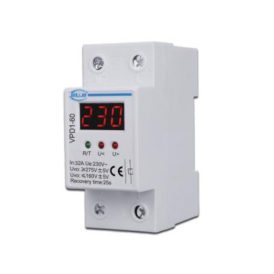 China SVC 32A 220V automatic reconnect over and under voltage protection device voltage protector recovery protection relay with voltmeter for sale