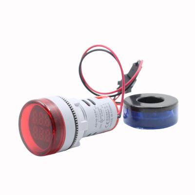 China 22mm LED Lamp Indicator Light Digital Voltmeter Lamp Digital Voltmeter Voltage Ammeter Amp Meter Pilot Lamp Red Blue Round for sale