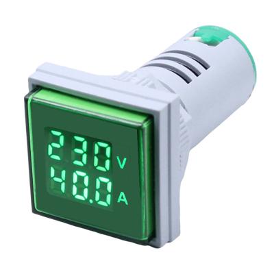 China AC 60-500V 0-100A Volt Voltage Tester Digital Square Meter Ammeter 22mm Amp Dual LED Indicator Pilot Lamp Light Square for sale