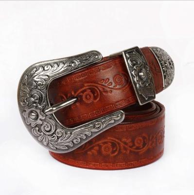 China Comfortable Leather Men Belts Western Leather Cowboy Belts For Men Embroidery OEM Men's Belts for sale