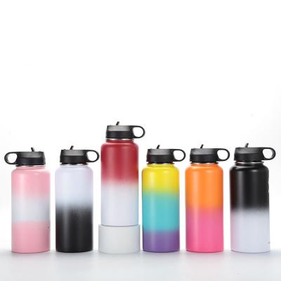 China Wholesale Hot Sale PORTABLE Insulated Portable Water Bottle Stainless Steel Water Bottle Flask With Straw Lid for sale