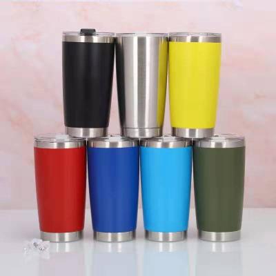 China 600ml Disposable Sublimation Double Wall Insulated Wine Tumbler 20 Ounce Portable Color Stainless Steel Car Thermos Mug Cup With Lid for sale