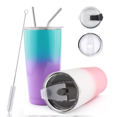 China Wholesale High Quality Disposable Stainless Steel 18/8 Tumbler Double Wall Vacuum Insulated Beer Keep Cold Tumbler Cups With Straw for sale