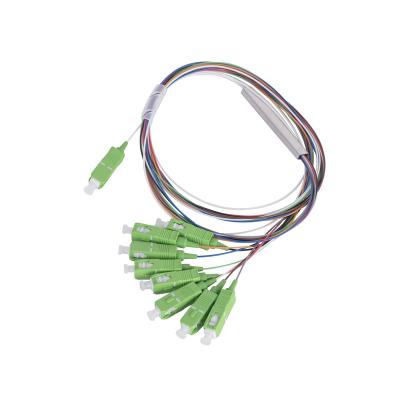 China Custom FTTH Ningbo Multiple Models Green Plastic Type Fiber Optic Metal Material LC/SC/FC Connector Pigtail for sale