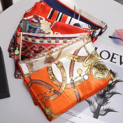 China New fashion Russian style shawl summer custom ladies silk satin scarf decoration headband printed square scarf women for sale