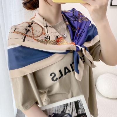 China 2021 new fashion Russian style shawl turban ladies turban wholesale custom digital printing twill silk scarf for sale