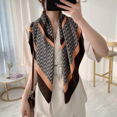 China New fashion Russian style shawl fashion simple letter printing twill silk satin ladies scarf silk scarf for sale