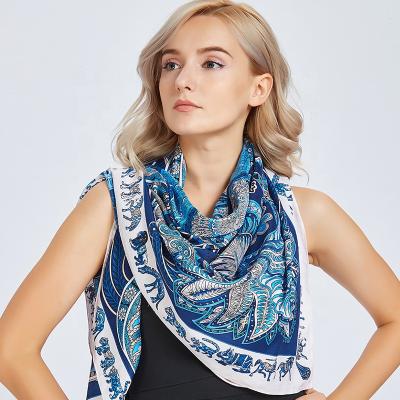 China New Dubai Women Square Scarf Garden Silk Twill Silk Square Scarf 130cm Travel Shawl for sale