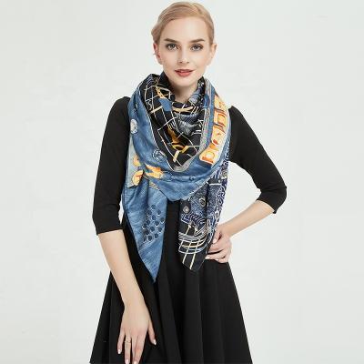 China Cheap Custom Satin Equestrian Long Scarf Show Prices Silk Printed Long Scarf Shawl for sale