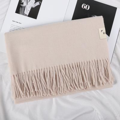 China Long Cashmere Labeling Scarf Cold Winter Scarf For Women Pure Color Muslim Hijab Wholesale Custom Made Shawl for sale