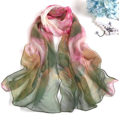 China Summer Seaside Sunscreen Silk Chiffon Women's Long Scarf Shawl For Beach for sale