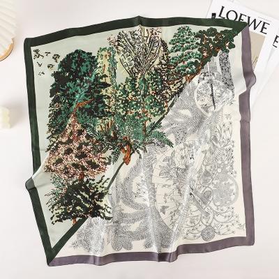 China New Yiwu Square Factory Square Satin Scarf Women Custom Printing Gauze Party Scarf Mix Color Women's Foulard Low Moq for sale