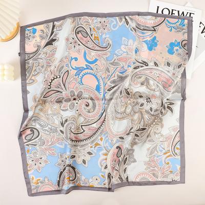 China 2021 New Retro Scarf 70cm Square Satin Chiffon Small Square Towel Women's Black Business Wear Other Silk Scarf Custom Logo for sale