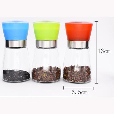 China Amazon Sustainable Top Sell Pepper Salt Mill Spice Plastic Glass Grinder for sale