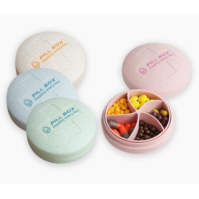 China Portable 5 Compartment Wheat Straw Portable Pill Box Pill Organizer, Capsule Organizer for sale