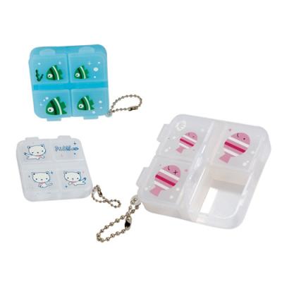 China 4 compartments/case/round pill box, square pill box, organizer with key ring ST3418-2 for sale