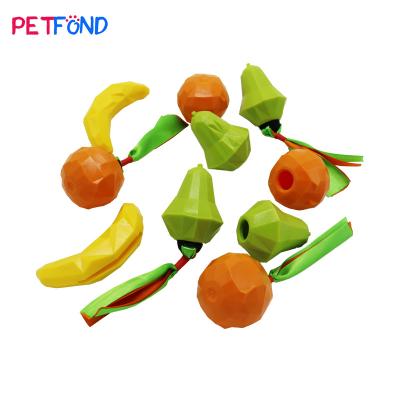 China 2021 Factory Direct Selling OEM Fruit TPR Universal Interactive Treat Dispenser Rubber Dog Chew Dispensing Toy 2021 for sale