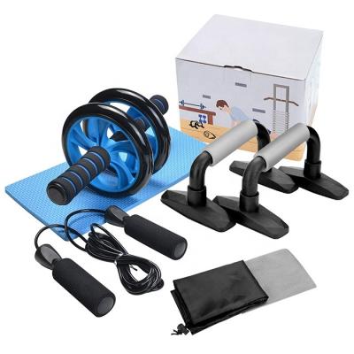 China Multifunctional Home Gym Equipment ABS Wheel With Knee Pad Raise Bars And Jump Rope Set for sale