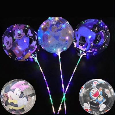 China Gift Toy 1pc Theme Princess Mickey Mouse Luminous Bobo Ball Led Foil Balloons With Sticks Kids Birthday Party Decor Baby Shower for sale