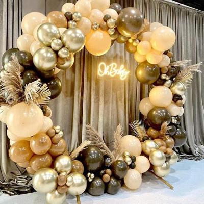 China Promotional Balloon Toy Coffee Balloons Arch Garland Kit Double Stuffed Pink Apricot Brown Blushwith Gold Confetti Pastel Balloon for Party for sale