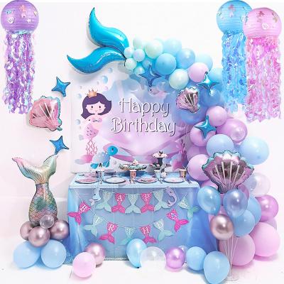 China Promotional Balloon Garland Arch Under Tail Toy Little Mermaid Balloons Mermaid the Sea Mermaid Theme Birthday Party Decorations Supplies for sale