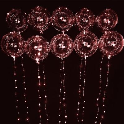 China Promotional Toy Led Light Wide Mouth Bobo Balloon 10 18 24 36 Inch Stretchable Transparent Clear Round Plastic Bobo Bubbles For Party Decor for sale