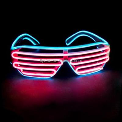 China PVC Double Color Neon Flashing Light Up Sound Activated EL Wire Glasses For Party for sale