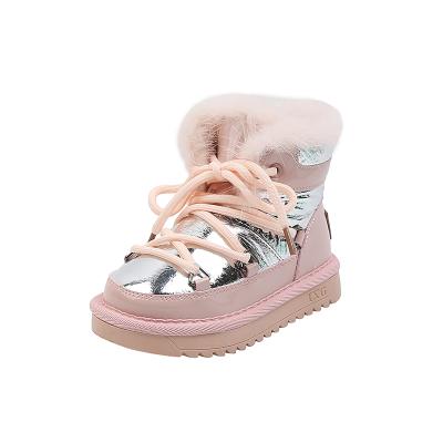 China 2021 new winter new soles snow boots waterproof pink snow boots anti slip thick soft warm woolen cotton for sale