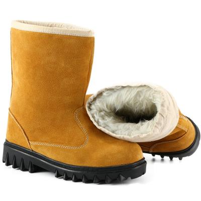 China Thermal work boots oil shoes with anti-static, oil-proof, anti-sting steel head to protect toe faux fur inside cow suede leather for sale