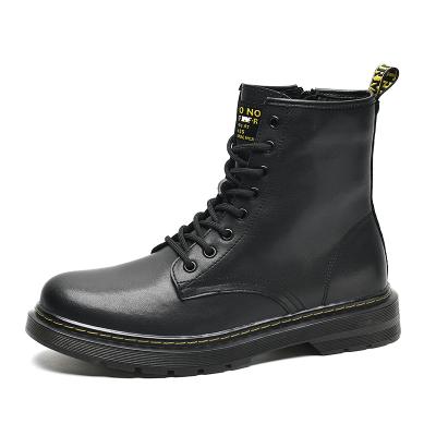 China Autumn New Work Boots Trend Eight Upper British Black Hole Soft Breathable Motorcycle Men's Leather Boots for sale