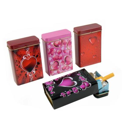 China Custom Printing Hinged Lid Tin Cigarette Holder With Display Box for sale