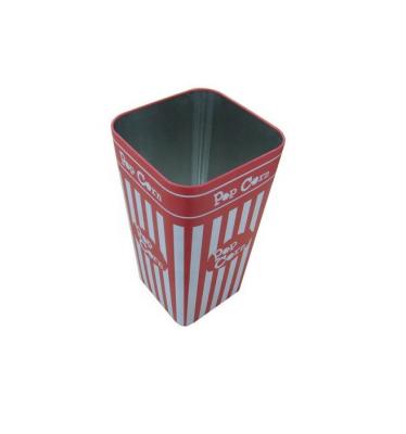 China Recycled Materials Food Printing Square Cone Shape Popcorn Popcorn Tin Can Safe Custom Conical Tin Box for sale