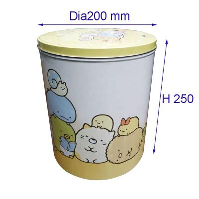 China Recycled Materials Food Grade Custom Printing Export In Japan Large Drum Shape Coke Tin Can Tin Can For Snack Popcorn Bucket Dia200 H250mm for sale