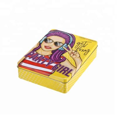 China Shiny Cosmetics OEM CMYK Offset Printing Finish Party Girl Cosmetics Tin Box for sale