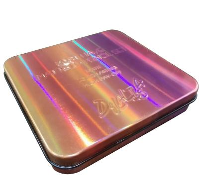 China Custom logo holographic printing makeup tin case lip holographic printing pencil case with assembled tray for sale