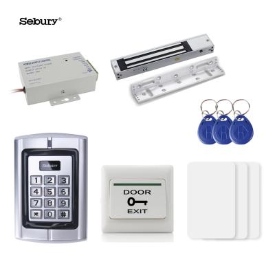 China Access Control System Kit Sebury RFID Metal Keypad+Exit Button+Key Fobs+Electric Magnetic Door Lock 180KG/280KG Access Control System Kit for sale