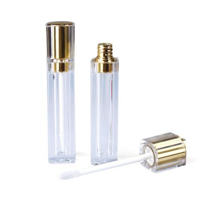 China Empty lip gloss tube spot 8ml lip gloss packaging square lip gloss cosmetic gold silver clear tubes for sale