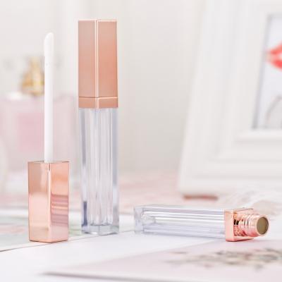 China Square 4ml lip gloss tube transparent lip tint tube container rose gold lip gloss tube for sale