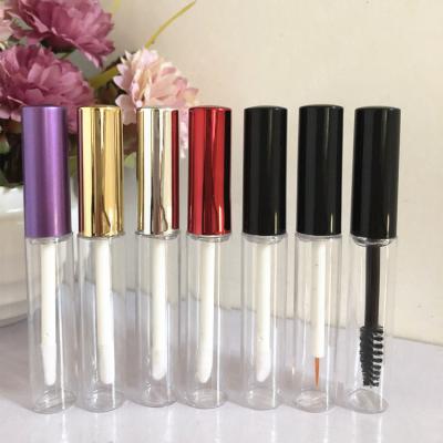 China Custom 10ml cosmetic your logo luxury empty clear lip gloss tube gold round lip gloss tube with wand for sale