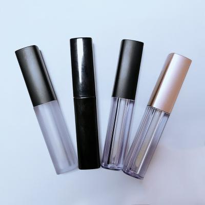 China Cosmetic Empty Liquid Lipstick Tube 2.5ml Matte Rose Gold Mini Square Clear Lip Gloss Packaging Lip Gloss Container With Black Lids for sale