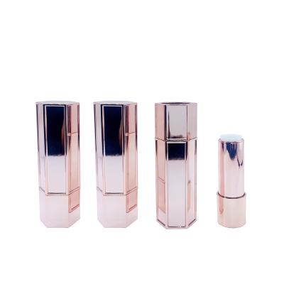 China New high quality personalized unique gold lipstick tube matte lipstick tube pink hexagonal lip balm tube for sale