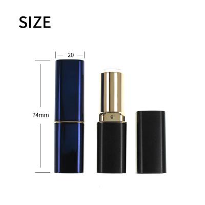 China Low MOQ 12.1mm 3.5g cosmetic dark blue empty square black lipstick tube for sale