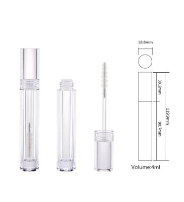 China 4ML Cosmetic Transparent Round Shape PETG Mascara Container Empty Mascara Tube for sale