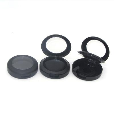 China Cosmetic Round 15g Matte Black Loose Powder Box With Flip Cover And Skylight Powder Loose Box Empty Box for sale