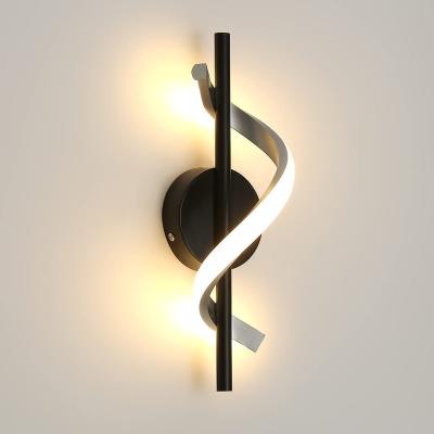 China Modern Design LED Wall Lamp Light Color 3000K/6000K 2 Aluminum Spiral Modern Hotel Bedroom Living Room Corridor Curved Decor Wall Light for sale