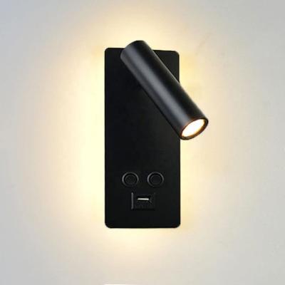 China Modern Hot Sale Hotel Bedside Lamp Swivel Adjustable Wall Light With USB 2 Way Light Source Switch Left Fill Bedroom LED Wall Lamp for sale