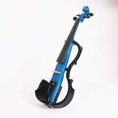 China Solidwood Factory In Stock Blue Professional Playing Electroacoustic Electric Violins for sale