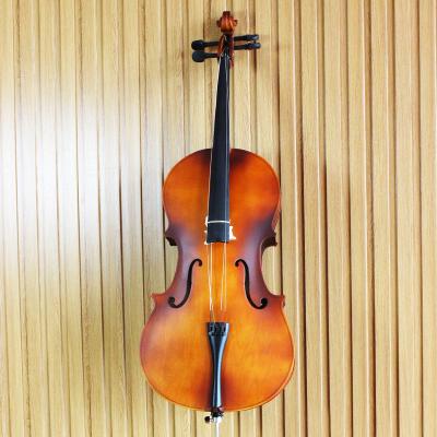 China Handmade Linden Plywood Half German Burst Brown Cello With Nice Flame Solid Maple for sale