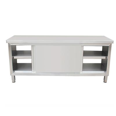 China Good quality durable and anti-corrosion stainless steel work table sliding door workbench for hotel and restaurant for sale